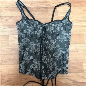 Frederick’s of Hollywood floral black corset top